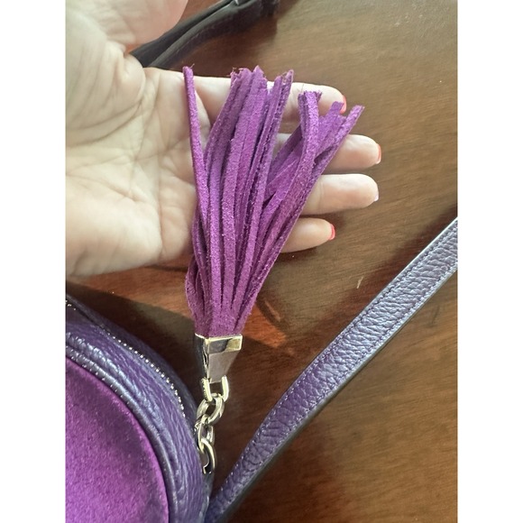 Kate Spade Kourtney Camera Bag Purple Suede Pebbled Leather Purse Crossbody EUC - Picture 6 of 8